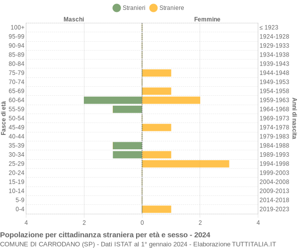 Grafico cittadini stranieri - Carrodano 2024