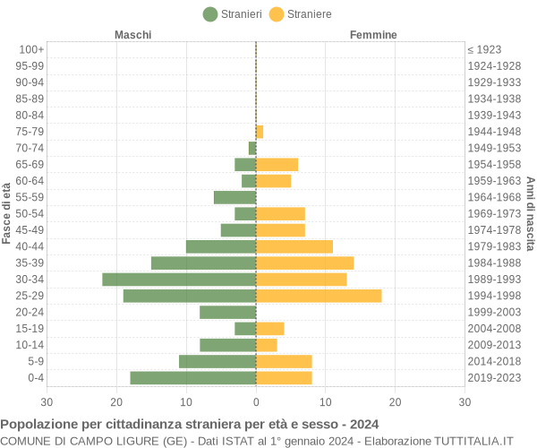 Grafico cittadini stranieri - Campo Ligure 2024