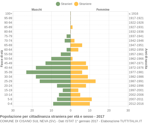 Grafico cittadini stranieri - Cisano sul Neva 2017