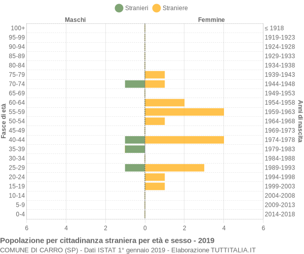 Grafico cittadini stranieri - Carro 2019