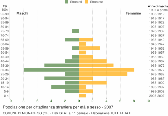 Grafico cittadini stranieri - Mignanego 2007