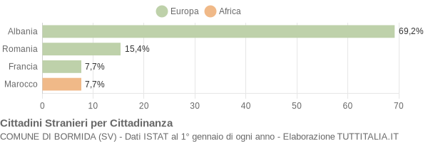 Grafico cittadinanza stranieri - Bormida 2006