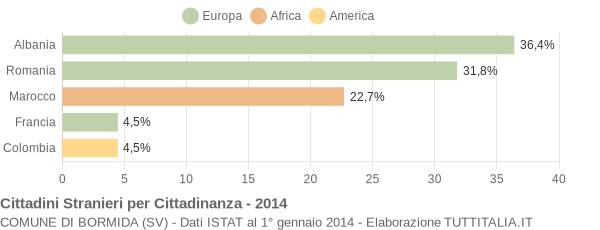 Grafico cittadinanza stranieri - Bormida 2014