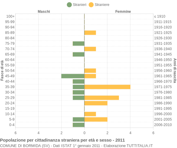 Grafico cittadini stranieri - Bormida 2011