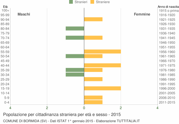 Grafico cittadini stranieri - Bormida 2015