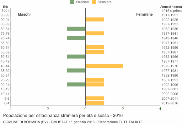 Grafico cittadini stranieri - Bormida 2016