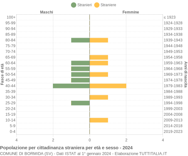 Grafico cittadini stranieri - Bormida 2024