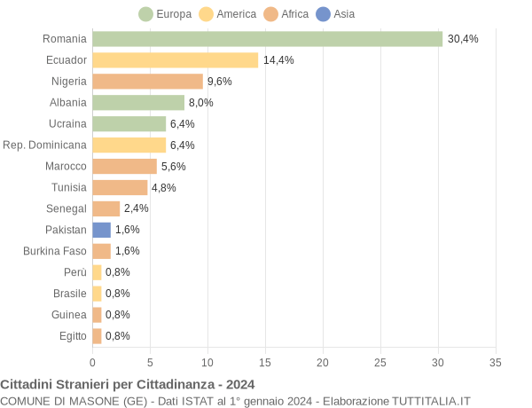 Grafico cittadinanza stranieri - Masone 2024