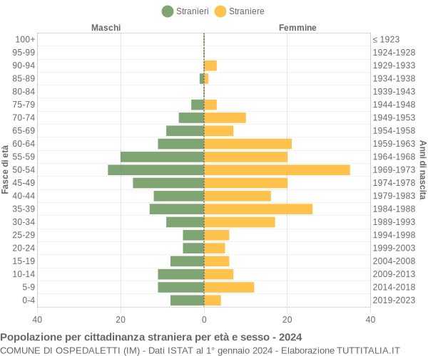 Grafico cittadini stranieri - Ospedaletti 2024