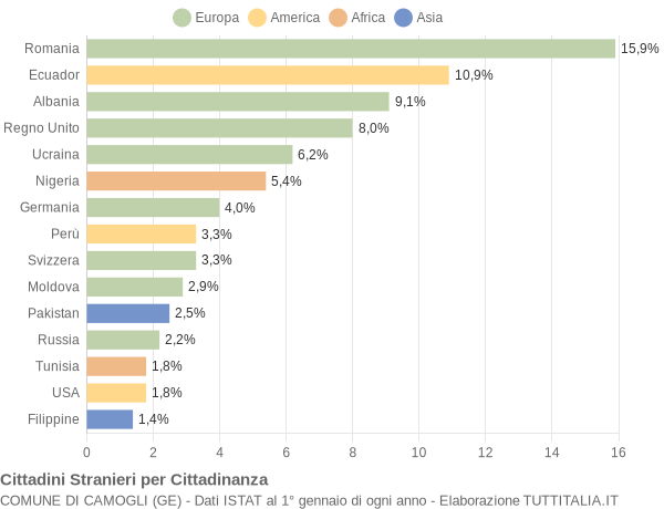 Grafico cittadinanza stranieri - Camogli 2020