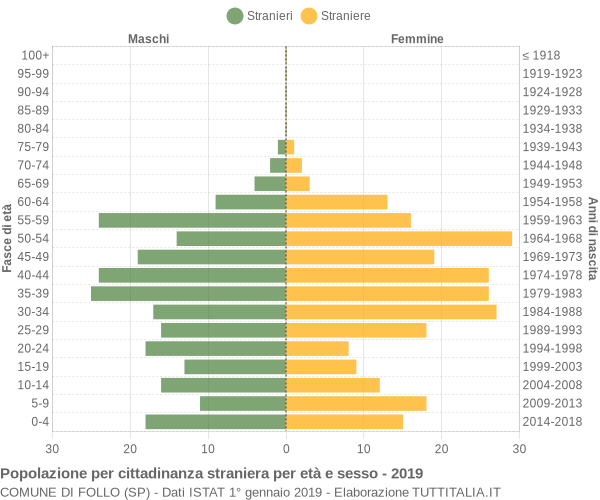 Grafico cittadini stranieri - Follo 2019