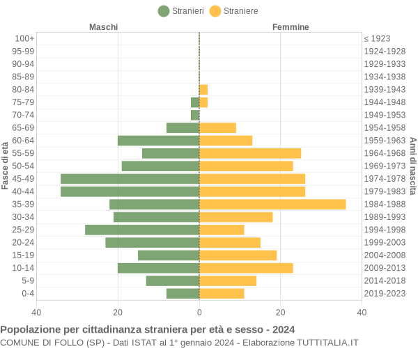 Grafico cittadini stranieri - Follo 2024