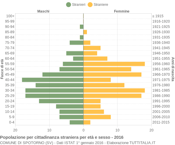 Grafico cittadini stranieri - Spotorno 2016