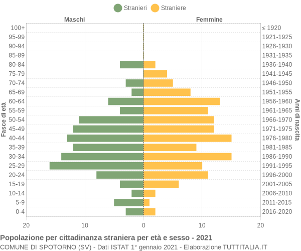 Grafico cittadini stranieri - Spotorno 2021