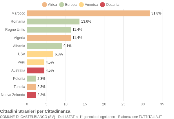 Grafico cittadinanza stranieri - Castelbianco 2013