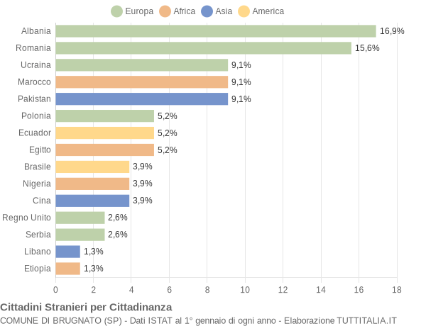 Grafico cittadinanza stranieri - Brugnato 2017