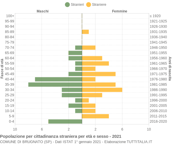 Grafico cittadini stranieri - Brugnato 2021