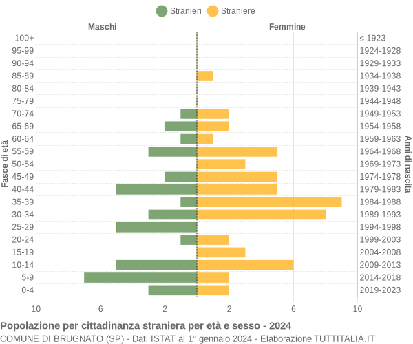 Grafico cittadini stranieri - Brugnato 2024