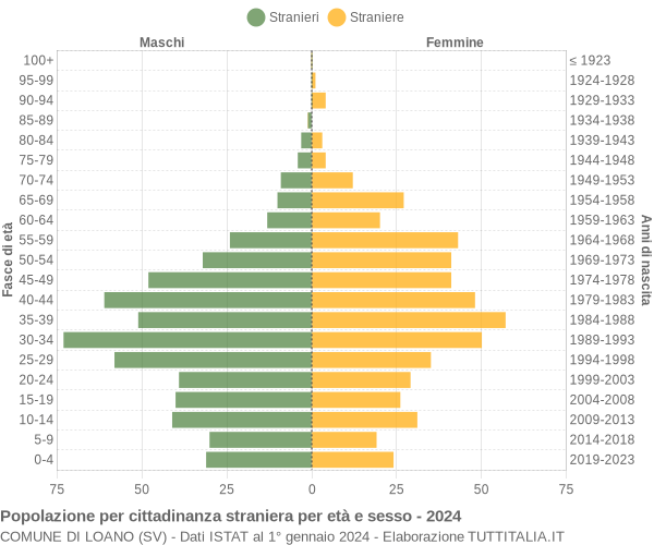 Grafico cittadini stranieri - Loano 2024