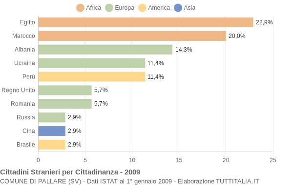 Grafico cittadinanza stranieri - Pallare 2009