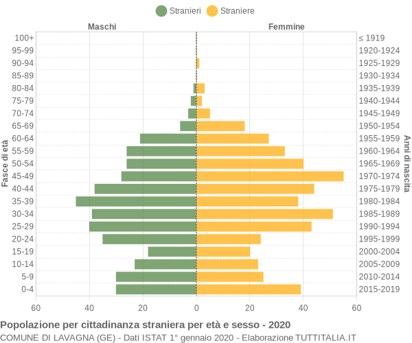 Grafico cittadini stranieri - Lavagna 2020