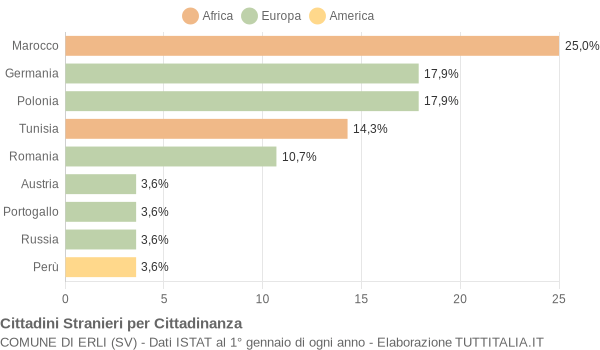 Grafico cittadinanza stranieri - Erli 2006