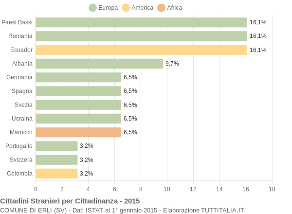 Grafico cittadinanza stranieri - Erli 2015