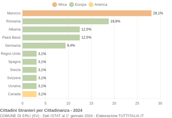 Grafico cittadinanza stranieri - Erli 2024