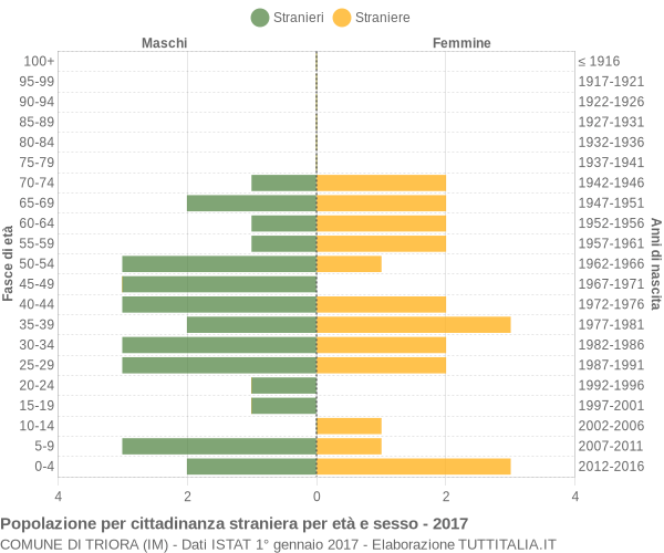 Grafico cittadini stranieri - Triora 2017