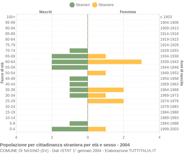 Grafico cittadini stranieri - Nasino 2004