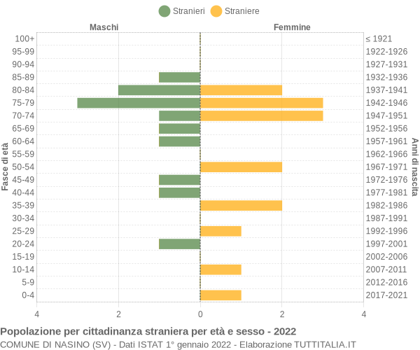 Grafico cittadini stranieri - Nasino 2022