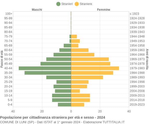 Grafico cittadini stranieri - Luni 2024