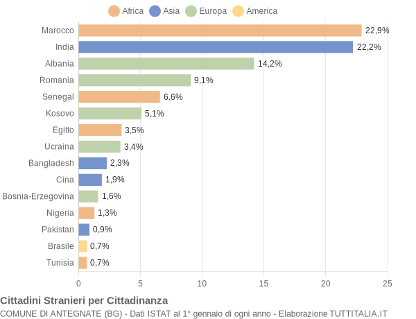 Grafico cittadinanza stranieri - Antegnate 2016