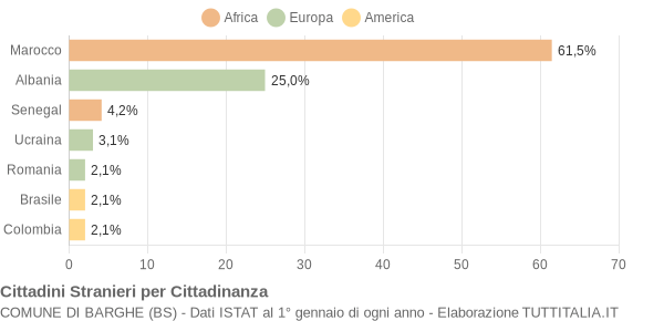 Grafico cittadinanza stranieri - Barghe 2004