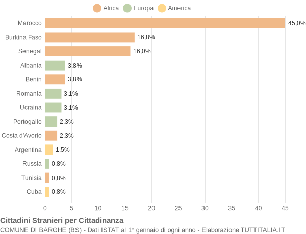 Grafico cittadinanza stranieri - Barghe 2014