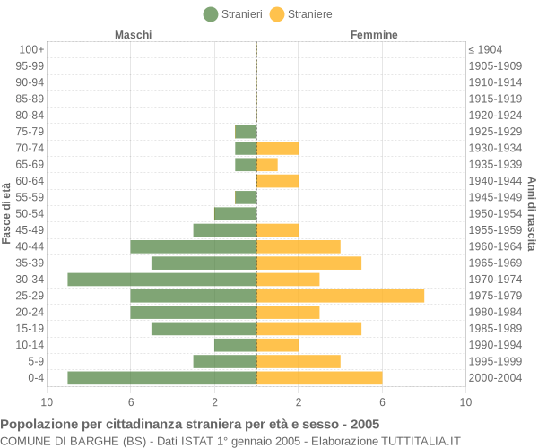 Grafico cittadini stranieri - Barghe 2005