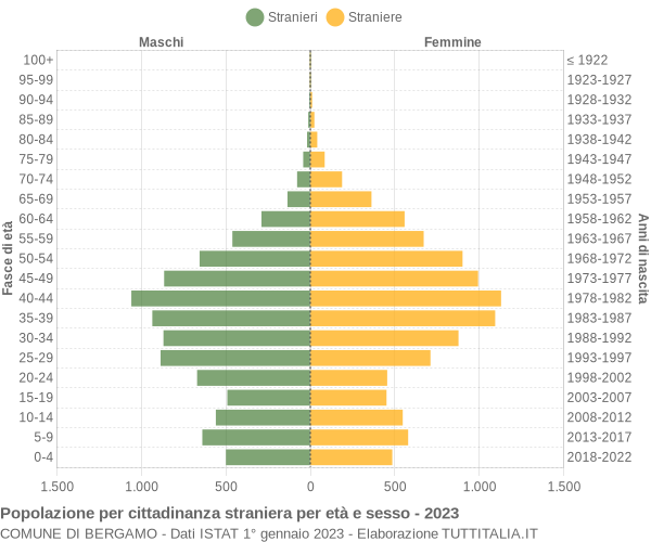 Grafico cittadini stranieri - Bergamo 2023