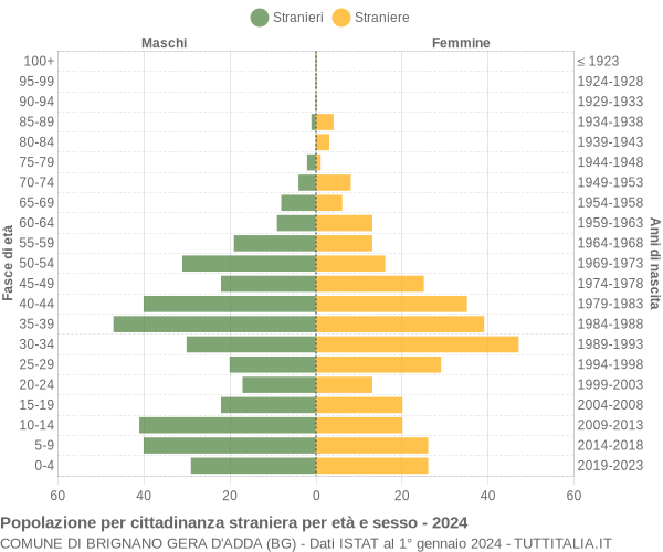 Grafico cittadini stranieri - Brignano Gera d'Adda 2024