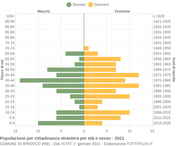 Grafico cittadini stranieri - Briosco 2021