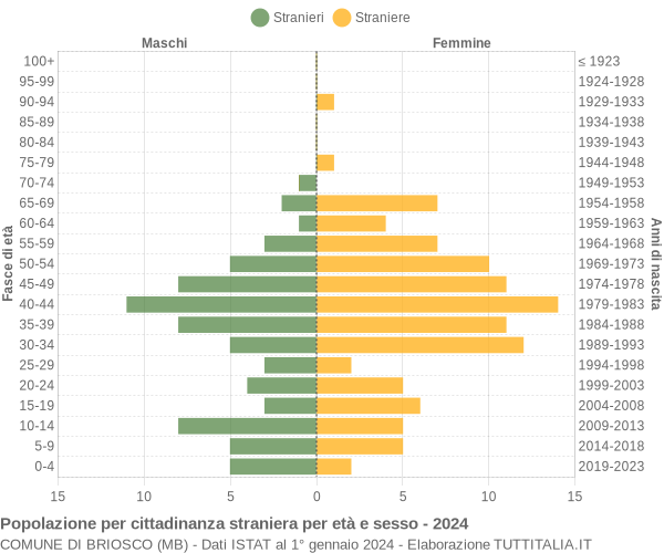 Grafico cittadini stranieri - Briosco 2024