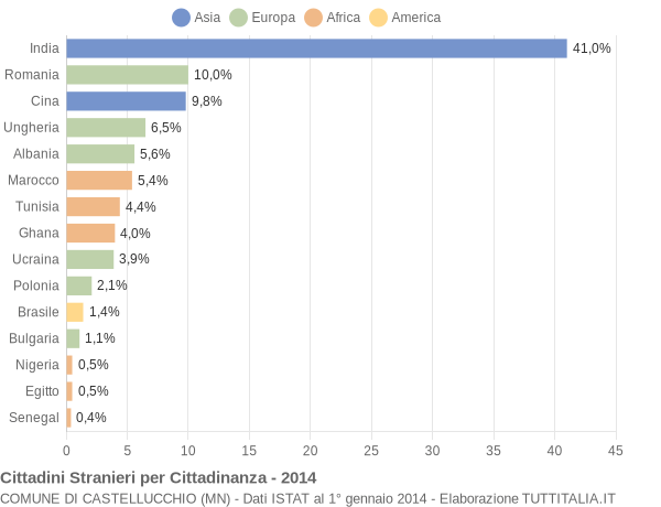 Grafico cittadinanza stranieri - Castellucchio 2014