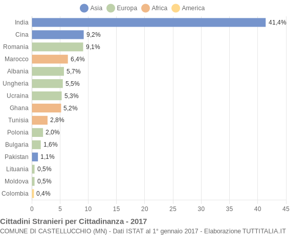 Grafico cittadinanza stranieri - Castellucchio 2017