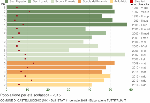 Grafico Popolazione in età scolastica - Castellucchio 2015