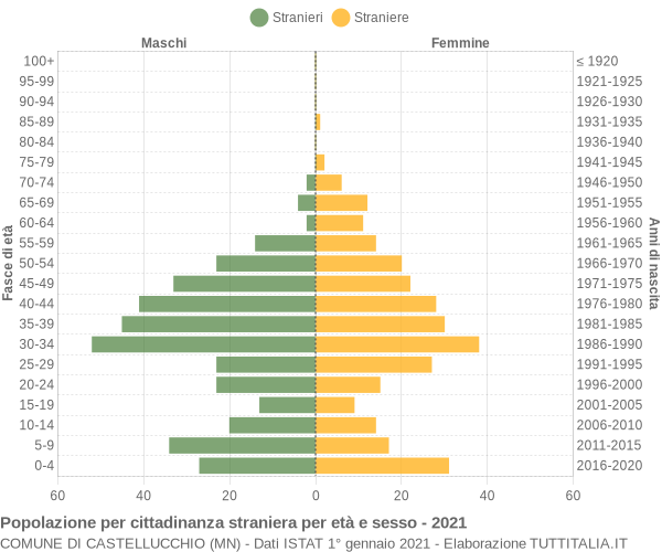 Grafico cittadini stranieri - Castellucchio 2021