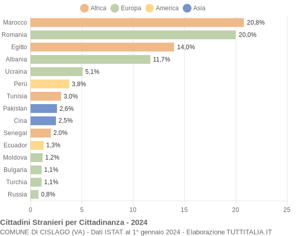 Grafico cittadinanza stranieri - Cislago 2024