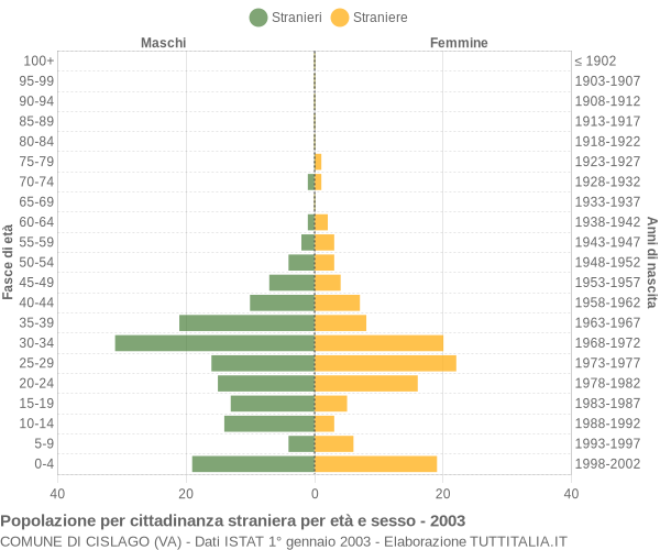 Grafico cittadini stranieri - Cislago 2003