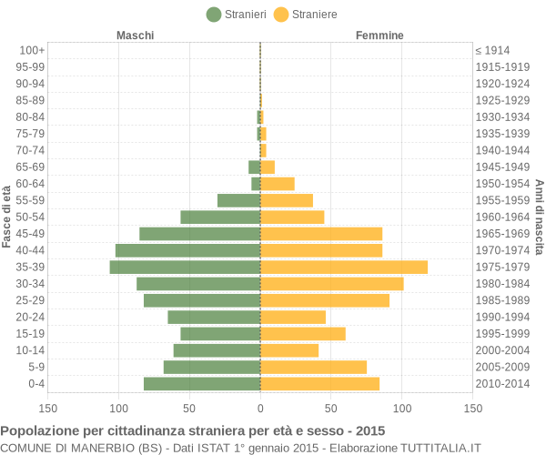 Grafico cittadini stranieri - Manerbio 2015