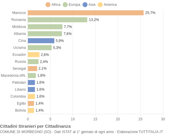 Grafico cittadinanza stranieri - Morbegno 2010