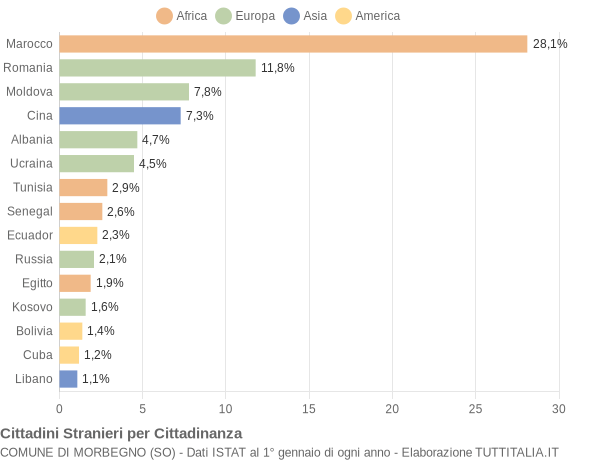 Grafico cittadinanza stranieri - Morbegno 2017