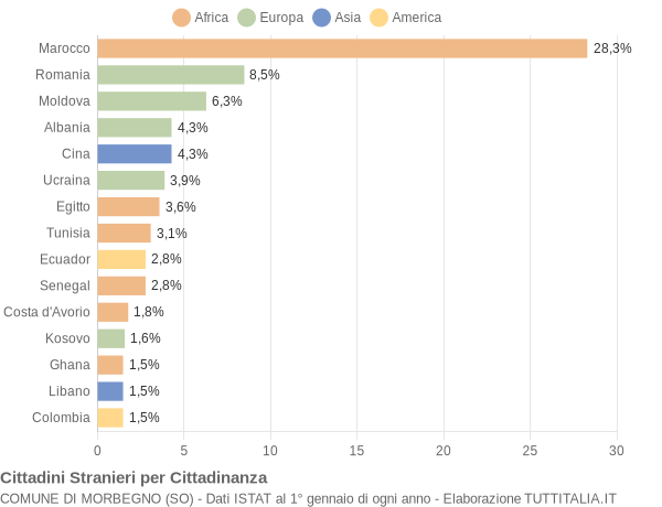 Grafico cittadinanza stranieri - Morbegno 2020